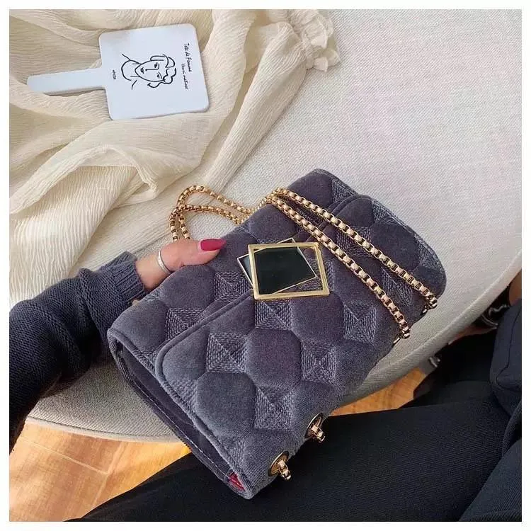 Velour Chained Bag