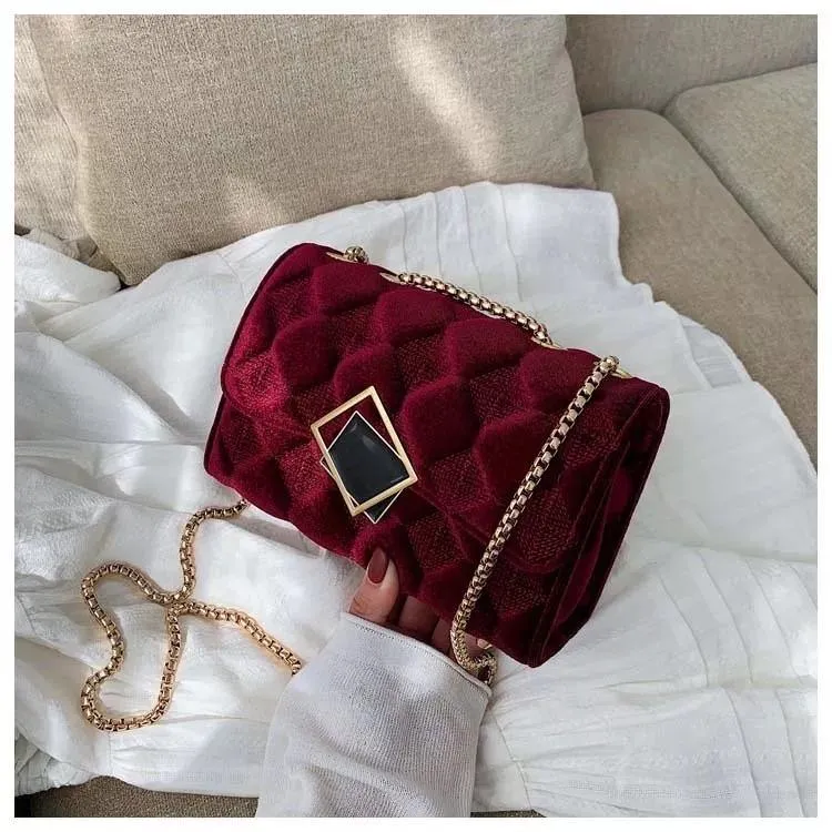 Velour Chained Bag