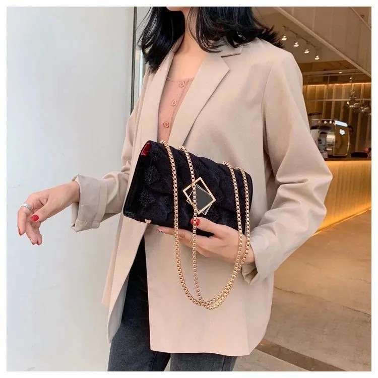 Velour Chained Bag