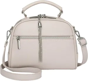 Ventilate Cross Body Bags for Women Textured Tote Zipper Shoulder Bag Vegan Leather Satchel Top Handle for Ladies