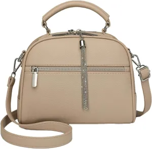 Ventilate Cross Body Bags for Women Textured Tote Zipper Shoulder Bag Vegan Leather Satchel Top Handle for Ladies