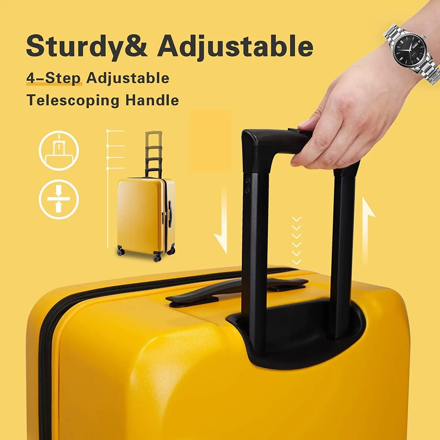 Verage Freeland 2Piece Luggage Sets with X-Large Spinner Wheels, Expandable Hardshell Luggage Sets, Travel Suitcase Set TSA Approved (20/29-Inch, Yellow)