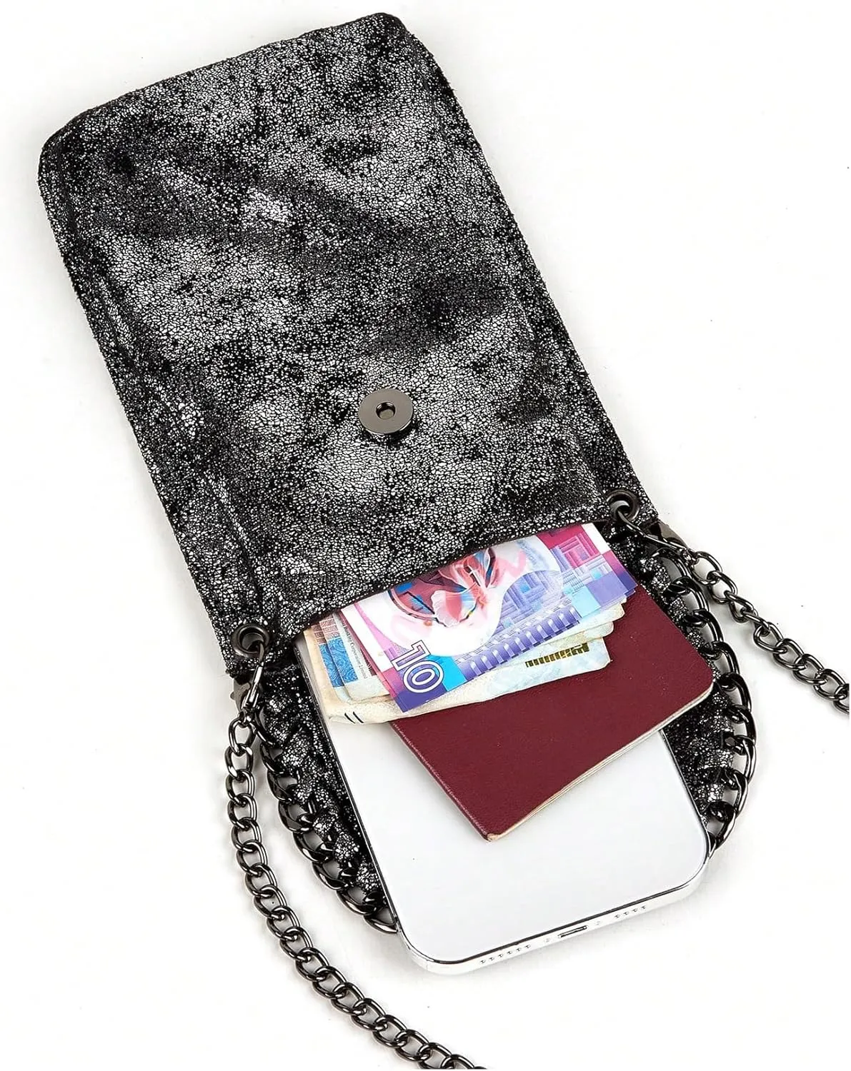 Verdusa Women's Metallic Small Crossbody Bag Casual Cell Phone Purse Chain Strap Shoulder Bags