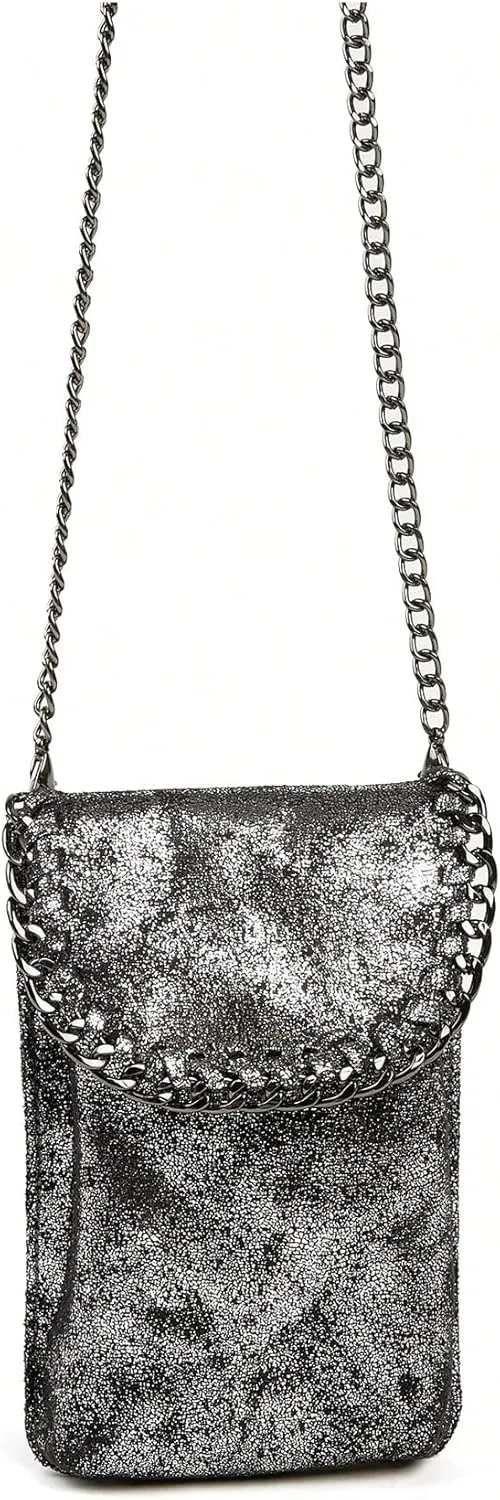 Verdusa Women's Metallic Small Crossbody Bag Casual Cell Phone Purse Chain Strap Shoulder Bags