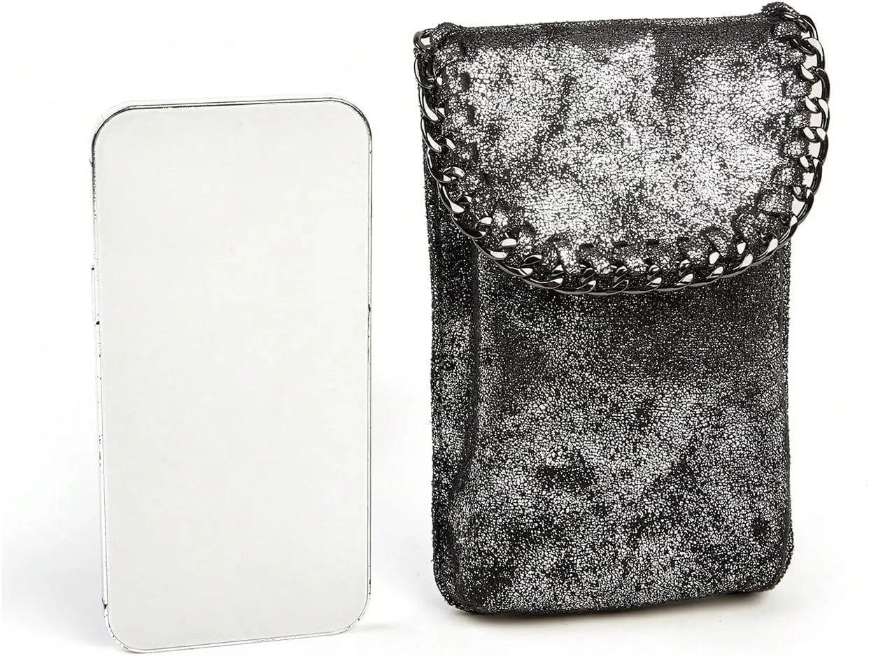 Verdusa Women's Metallic Small Crossbody Bag Casual Cell Phone Purse Chain Strap Shoulder Bags