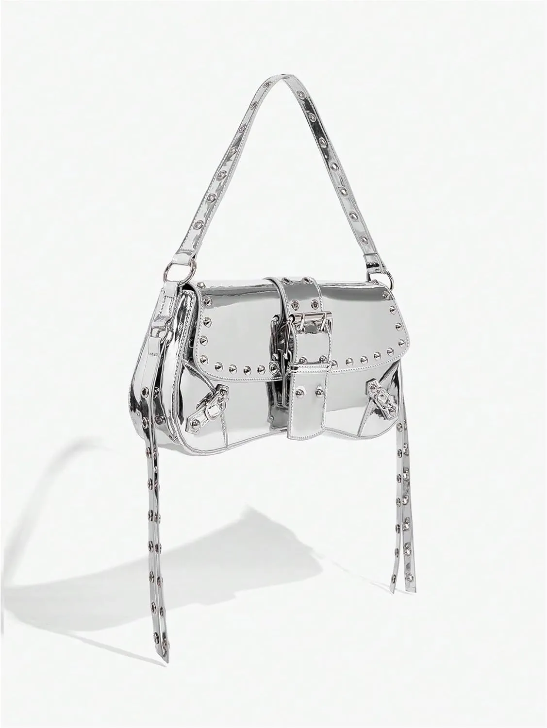 Verdusa Women's Shoulder Bag Y2K Handbag Cute Trendy Goth Studded Rivet Punk Purse