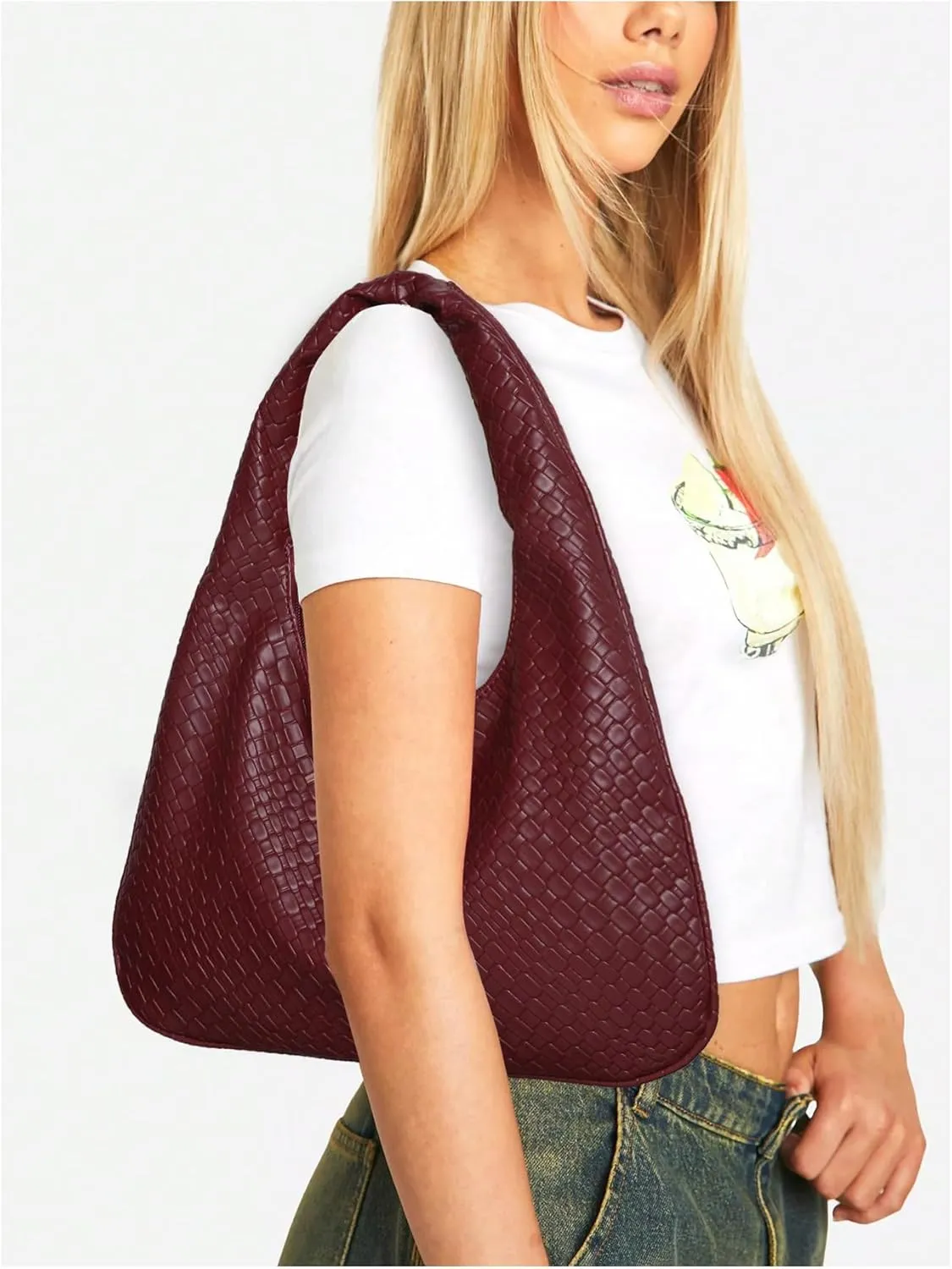 Verdusa Women's Woven Leather Hobo Shoulder Bags Top Handle Braided Underarm Purse
