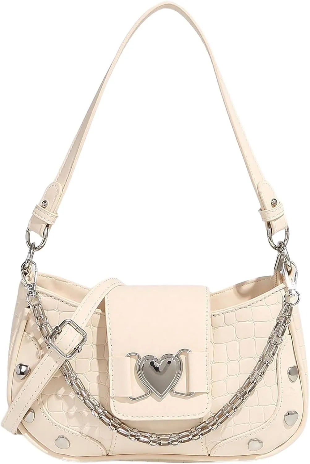 Verdusa Women's Y2k Studded PU Leather Hobo Handbag Mini Shoulder Bags Clutch Purse
