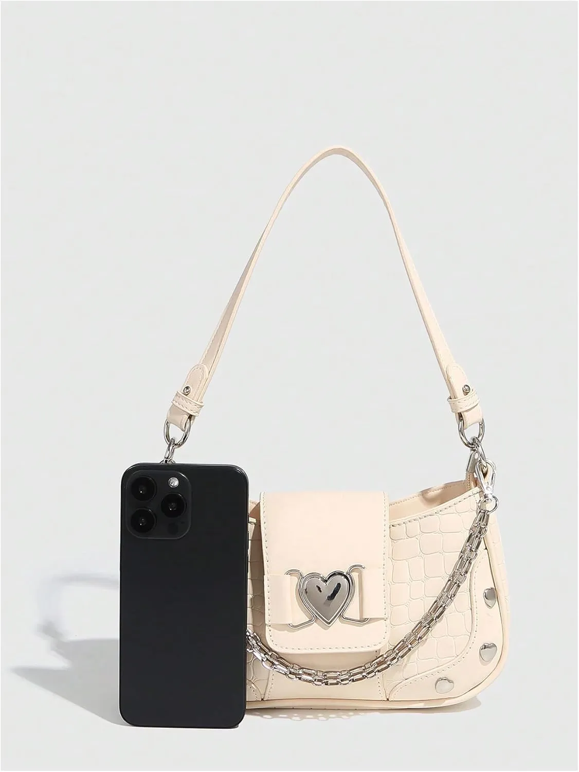 Verdusa Women's Y2k Studded PU Leather Hobo Handbag Mini Shoulder Bags Clutch Purse