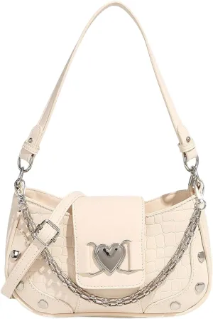 Verdusa Women's Y2k Studded PU Leather Hobo Handbag Mini Shoulder Bags Clutch Purse