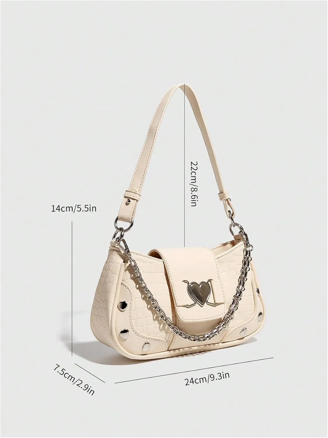 Verdusa Women's Y2k Studded PU Leather Hobo Handbag Mini Shoulder Bags Clutch Purse