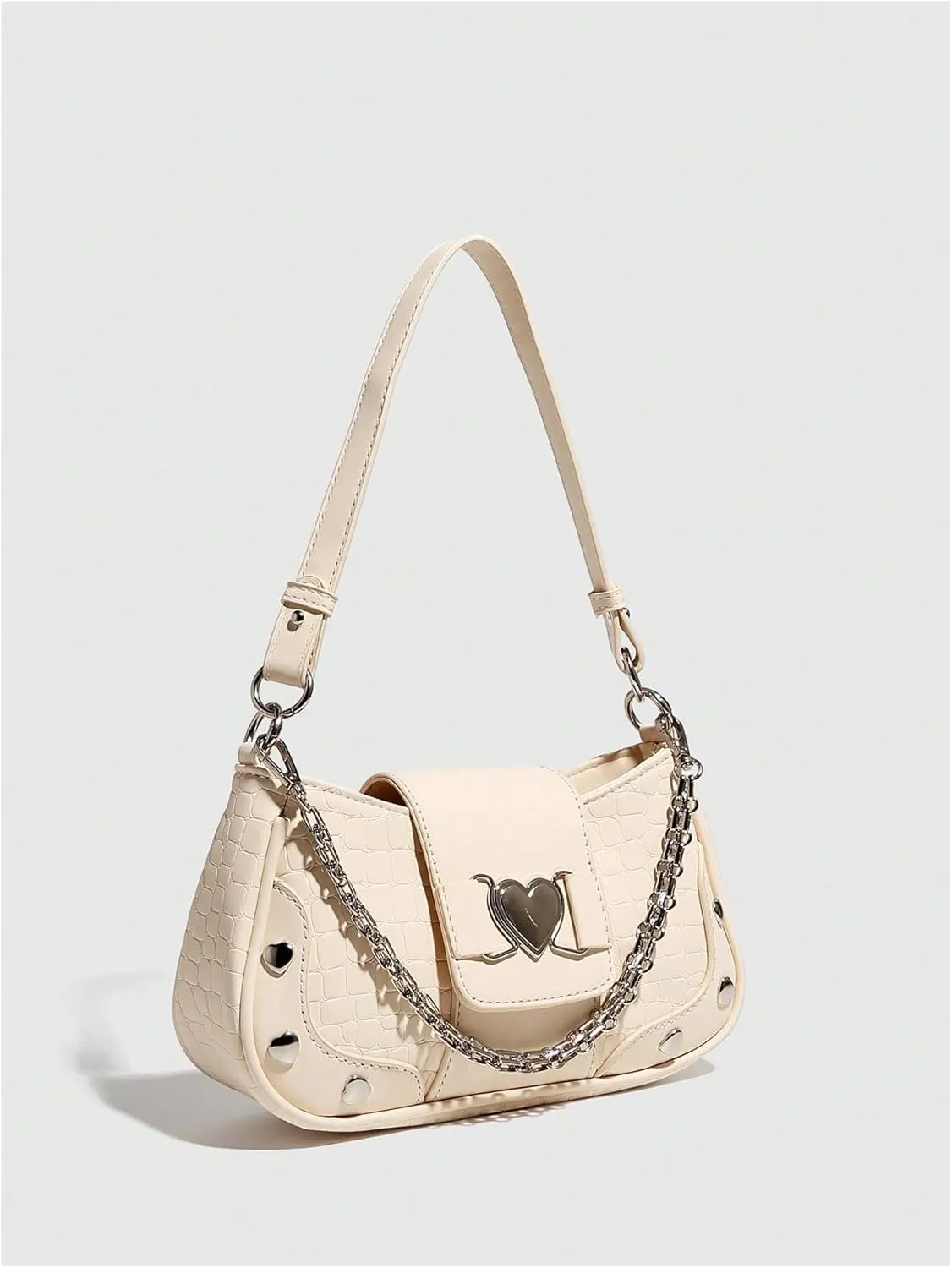 Verdusa Women's Y2k Studded PU Leather Hobo Handbag Mini Shoulder Bags Clutch Purse
