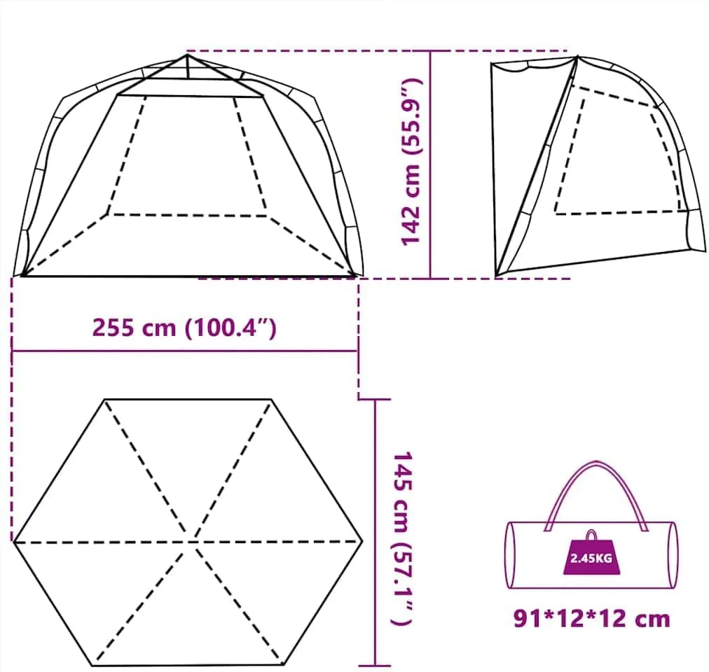 vidaXL Beach Tent 3-Person, Outdoor Shelter, Camping Tent for Garden Patio, Backpacking Tent, Beach Canopy, Gray Quick Release Waterproof
