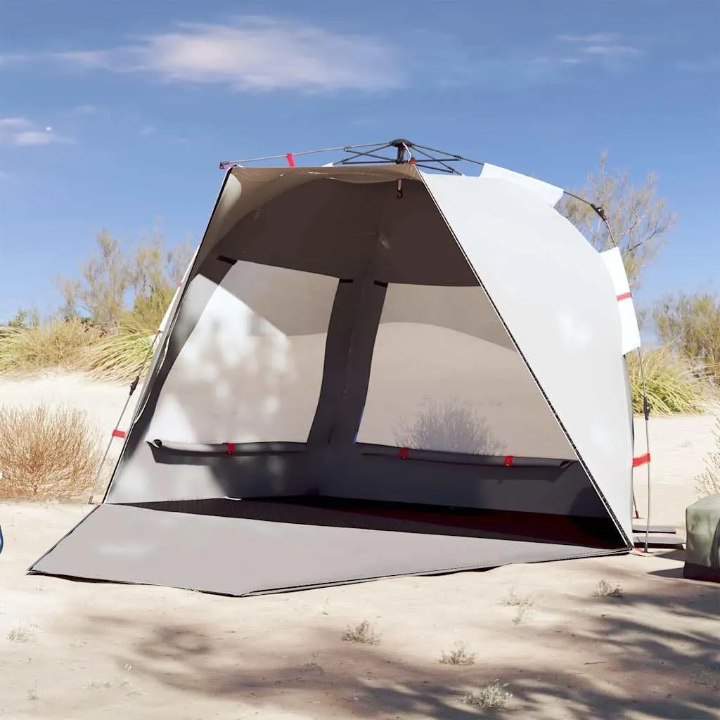 vidaXL Beach Tent 3-Person, Outdoor Shelter, Camping Tent for Garden Patio, Backpacking Tent, Beach Canopy, Gray Quick Release Waterproof