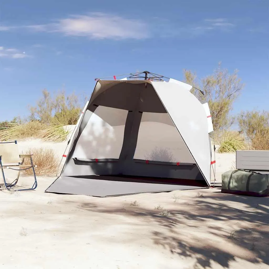 vidaXL Beach Tent 3-Person, Outdoor Shelter, Camping Tent for Garden Patio, Backpacking Tent, Beach Canopy, Gray Quick Release Waterproof