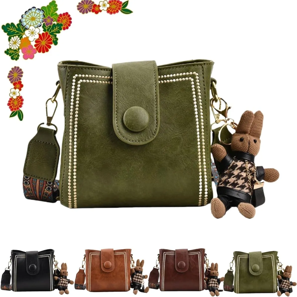 Vintage Fashion Bag With Adjustable Wider Shoulder Strap - Vintage Retro Small Water Bucket Crossbody Bags for Women