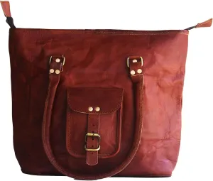 Vintage Genuine Leather Tote Bag Handbag Shopper Purse Shoulder Bag for Women Office Laptop Bag