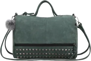 Vintage Leather Tote Bags Y2k Satchel Women Large Crossbody Bag Studded Purse
