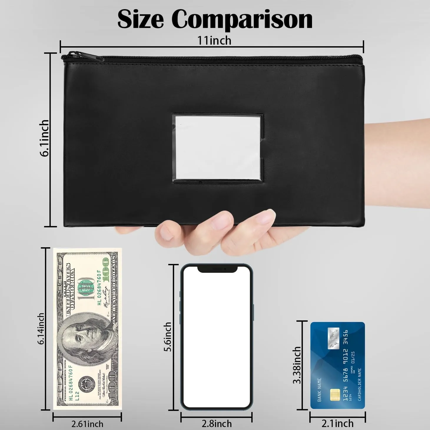 VOCHIC 10 Pieces Money Bags with Zipper, Security Bank Deposit Bags,11x6.1 inch Money Pouch, Bank Bag, Cash Bag with Label for Coins, Cosmetics, Invoice, Bills, Tools, Receipt Holder