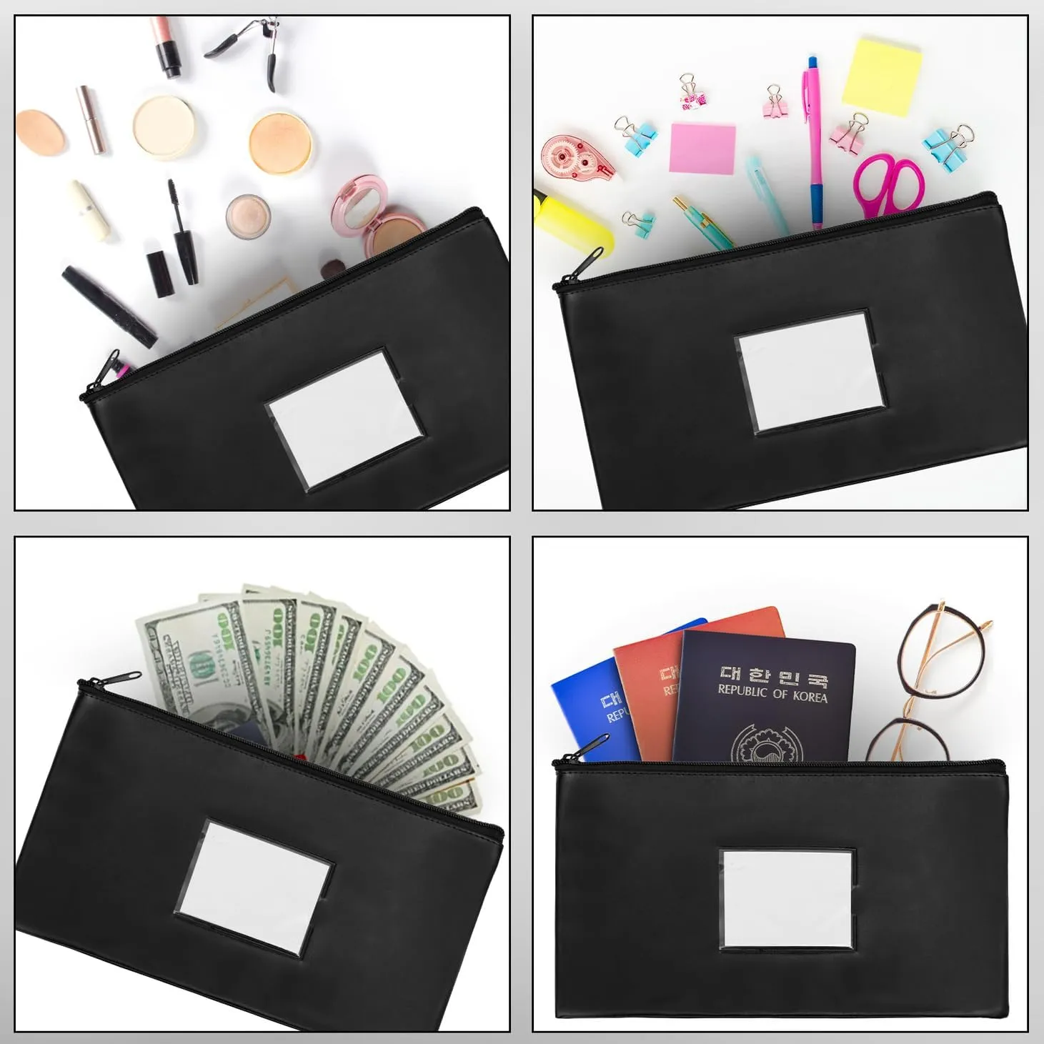 VOCHIC 10 Pieces Money Bags with Zipper, Security Bank Deposit Bags,11x6.1 inch Money Pouch, Bank Bag, Cash Bag with Label for Coins, Cosmetics, Invoice, Bills, Tools, Receipt Holder