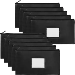 VOCHIC 10 Pieces Money Bags with Zipper, Security Bank Deposit Bags,11x6.1 inch Money Pouch, Bank Bag, Cash Bag with Label for Coins, Cosmetics, Invoice, Bills, Tools, Receipt Holder