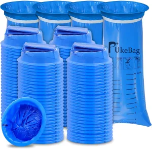 Vomit Bags Disposable 100 Pack Emesis Bags for Car, Puke Nausea Bags for Travel Motion Sickness, Car Aircraft Taxi Barf Bags Disposable, Leak Resistant Throw Up Bags