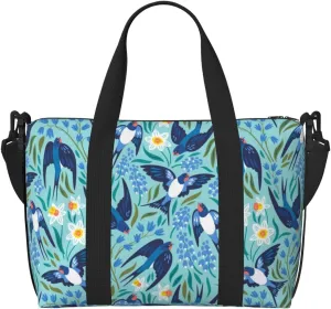 VOSERY Laptop Tote Bag for Women Work - Flying Swallows And Flowers Gym Bag for Women Men, Personal Item Crossbody Travel Bags for Women Men Carry On, Overnight Weekender Bags for Women Travel