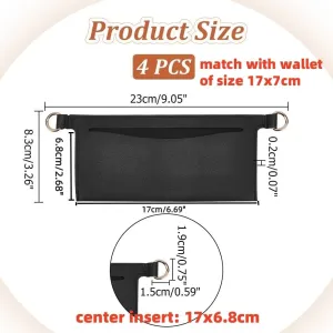 WADORN 4Pcs Wallet Conversion Insert, 17x6.8cm Soft PU Leather Clutch Purse Organizer Liner for Emily Wallet LV Sarah Bag Conversion Accessories Crossbody Convert Accessories with D Rings, Black