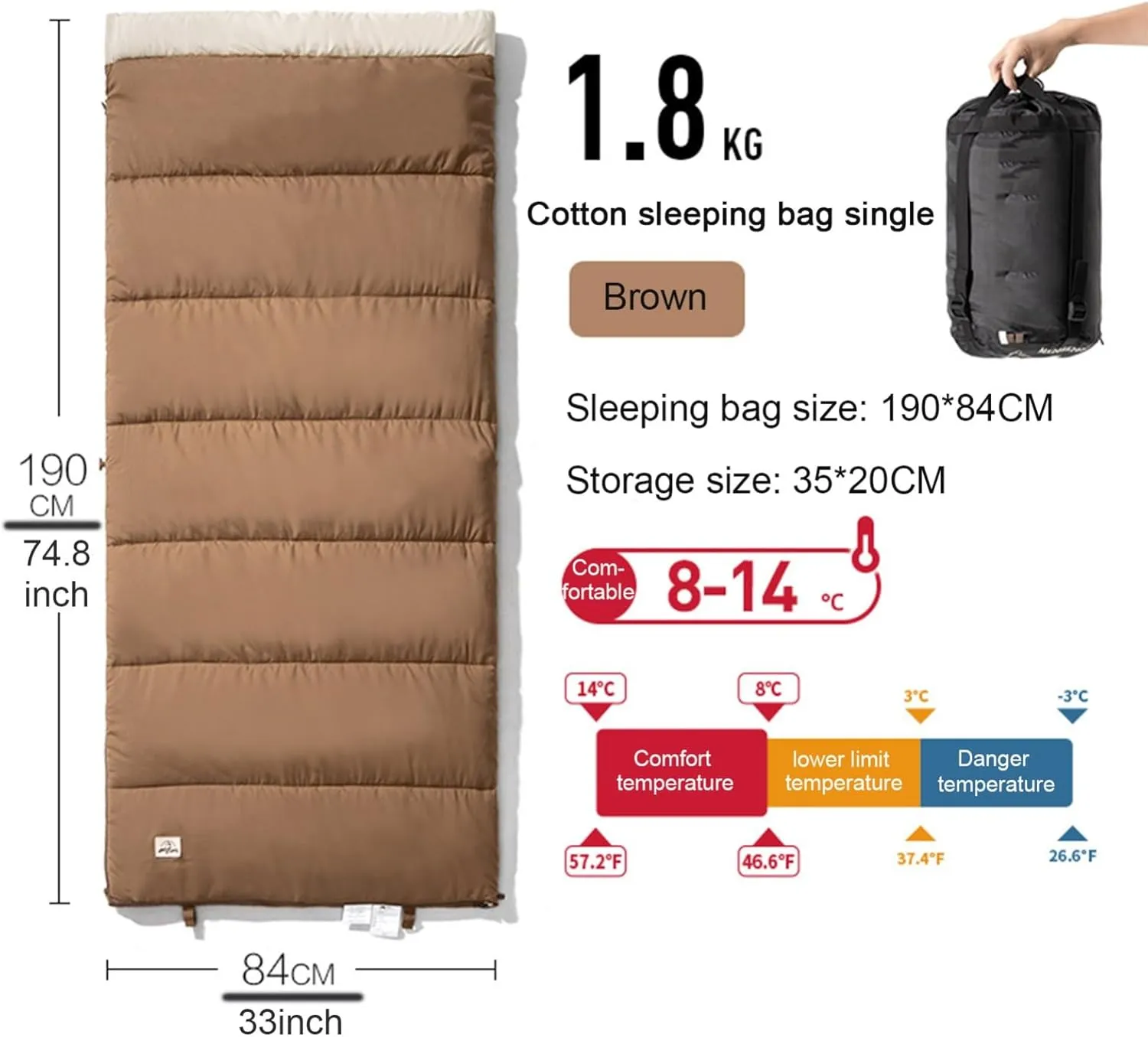 Warm Weather Sleeping Bag, Portable Camping Can Be Assembled Lightweight 3 Season Compact Sleeping Bags with Carry Bag