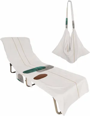 Watercolor Simple Line Painting Brush Textured Chaise Lounger Cover with Pockets, Pool Lounge Chair Covers 85"x29", Abstract Art Microfiber Beach Chair Cover for Outdoor Patio Sunbathing