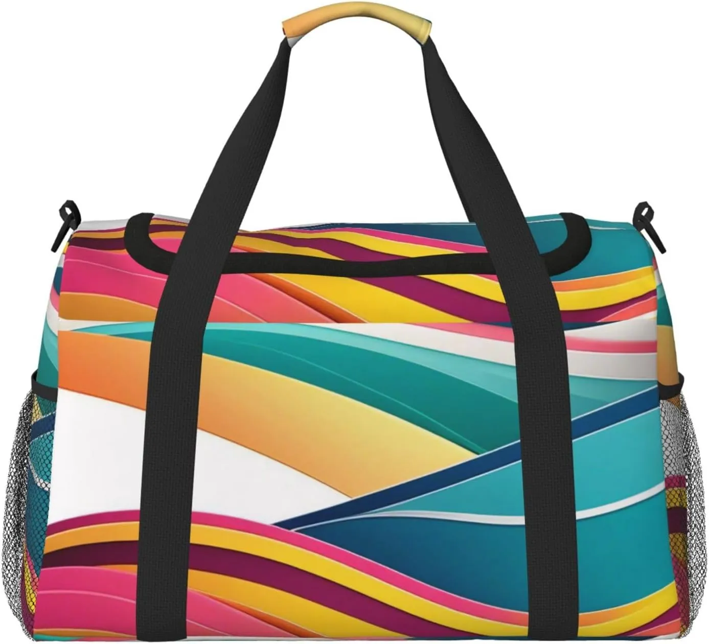Waving template colorful curves Print Travel Duffel Bag for Men & Women, Foldable Travel Bags and Spacious Weekender Tote Bag for Storage Toiletry Luggage Personal Item
