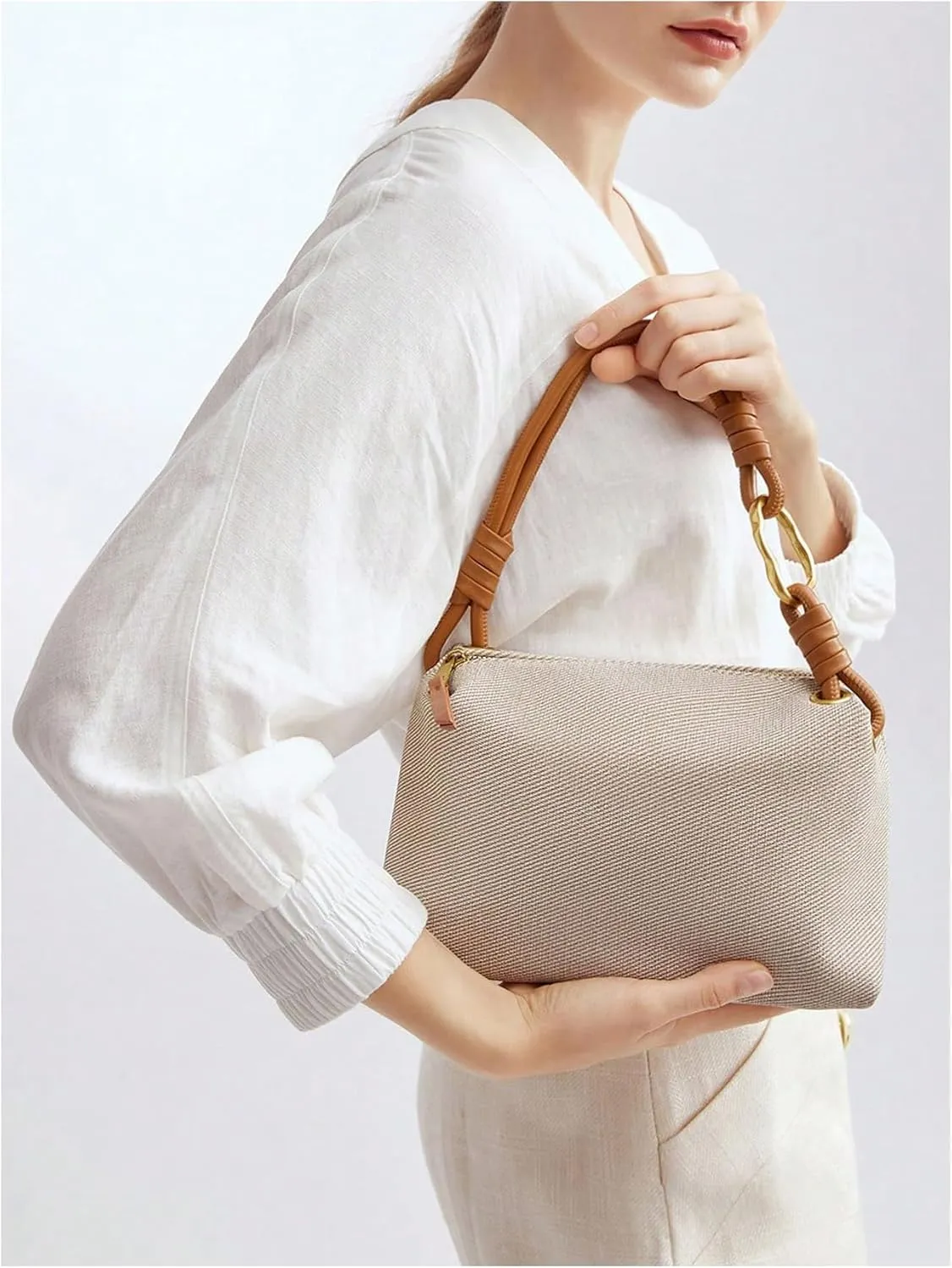WDIRARA Women's Textured Shoulder Bags Tote Handbag Purse with Zipper Closure