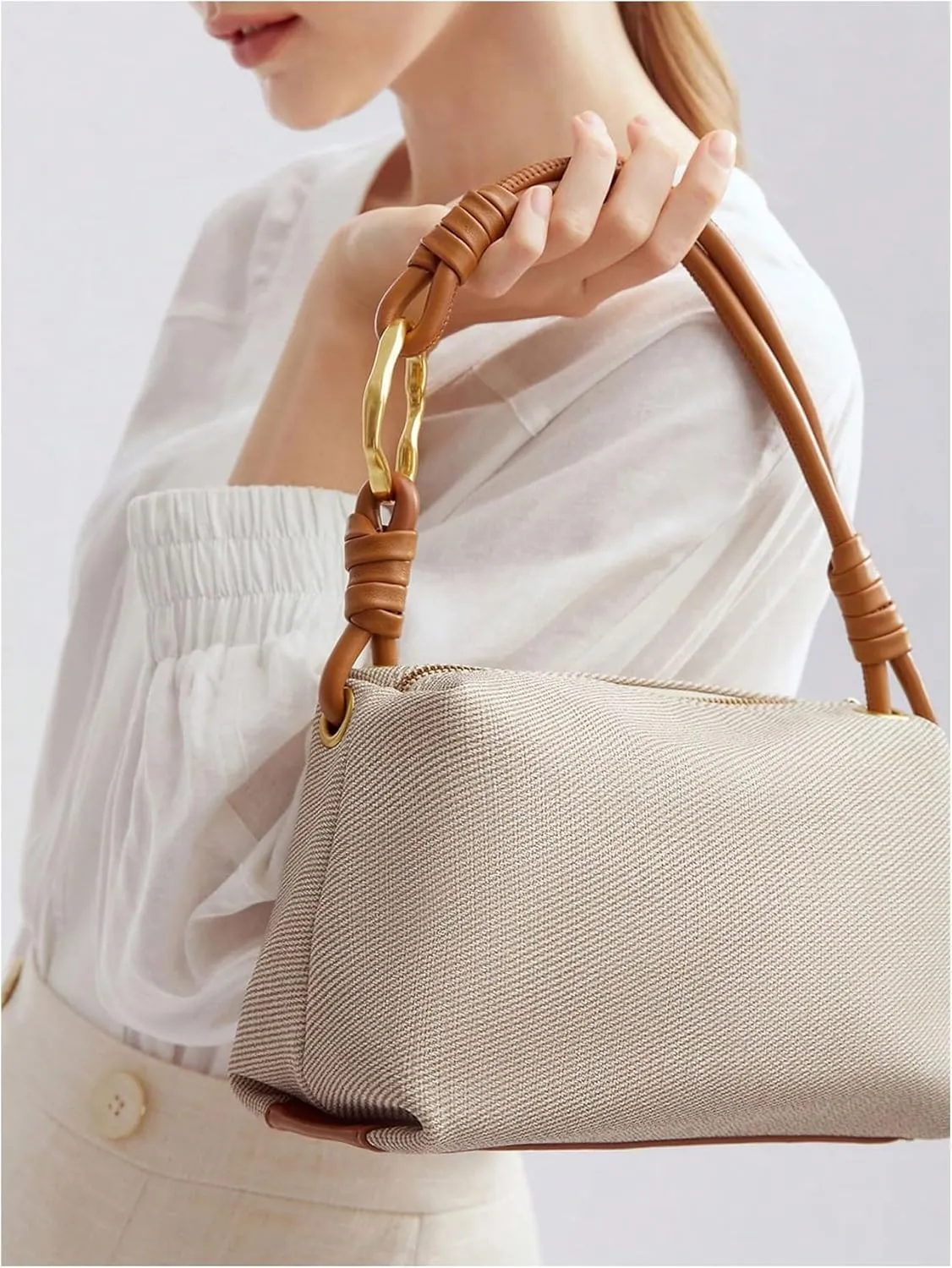 WDIRARA Women's Textured Shoulder Bags Tote Handbag Purse with Zipper Closure
