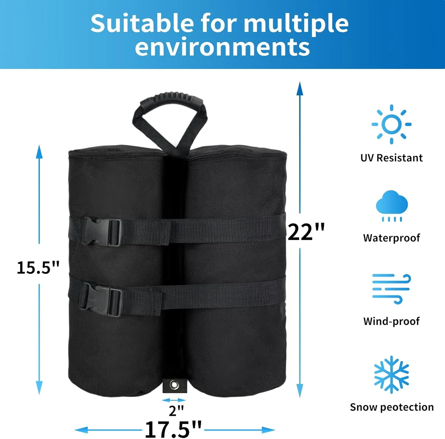 Weight Bags for Pop up Canopy Tent, 1680D Heavy Duty Leg Weights Sand Bags for Instant Outdoor Sun Shelter Canopy/Patio Umbrella, Set of 4 (340 lbs)