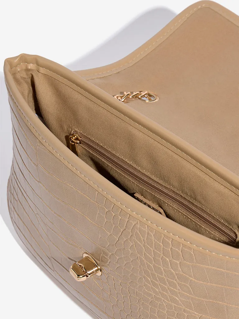 Westside Beige Textured Sling Bag