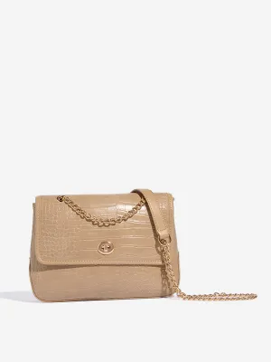 Westside Beige Textured Sling Bag