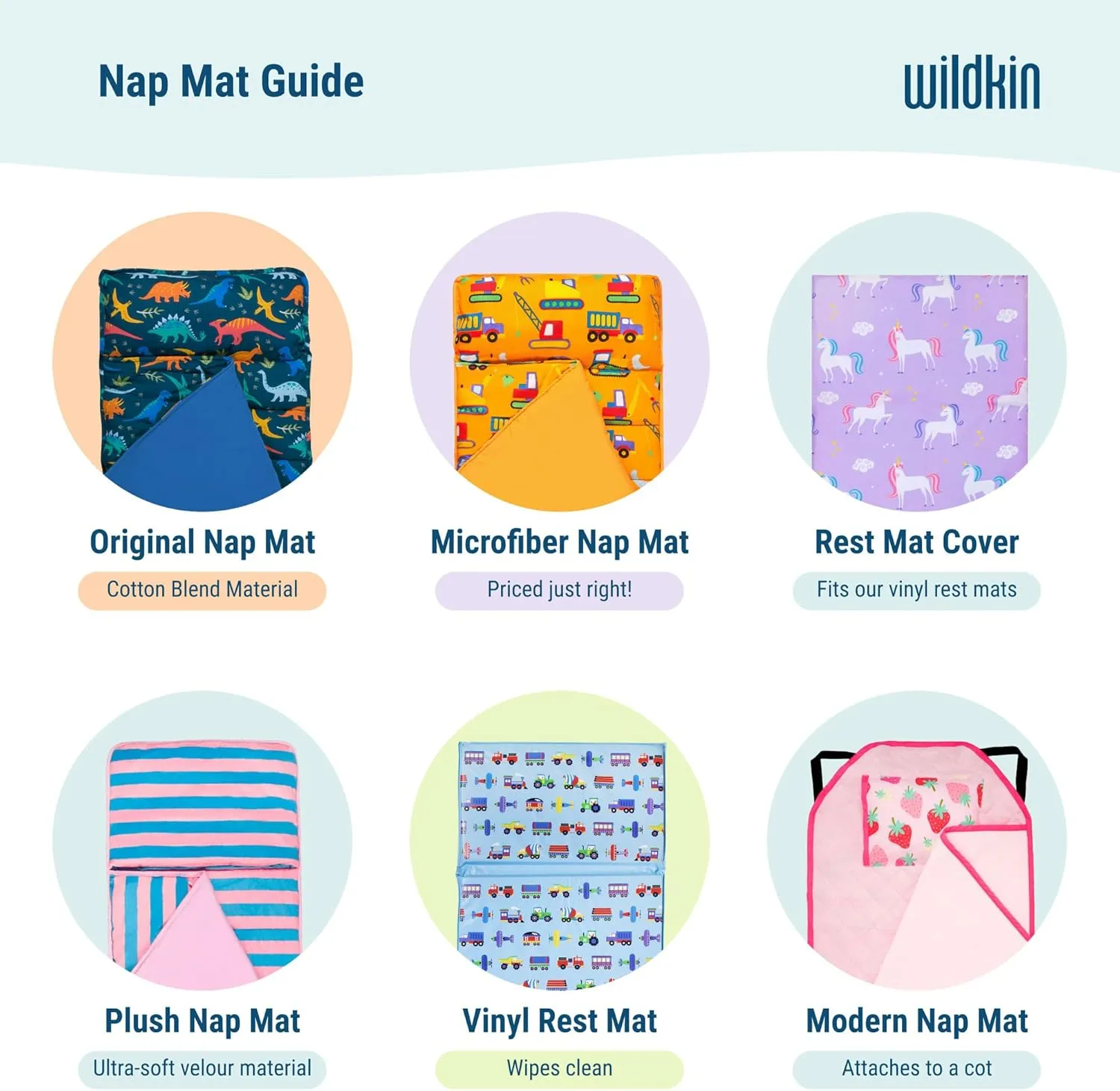 Wildkin Kids Plush Nap Mat – Soft, Cozy, Convenient for Daycare & Preschool