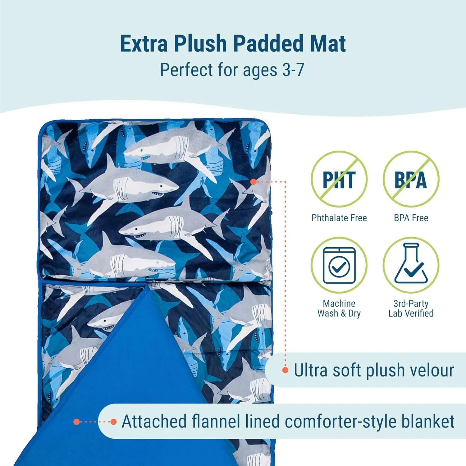 Wildkin Kids Plush Nap Mat – Soft, Cozy, Convenient for Daycare & Preschool