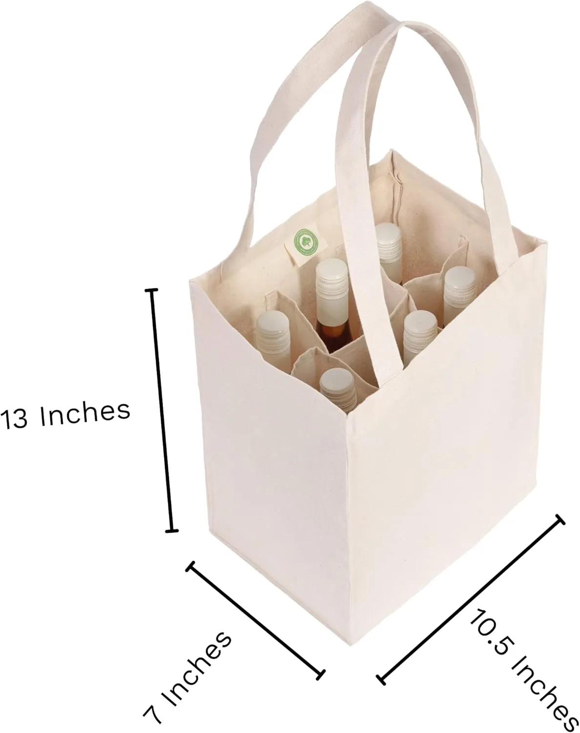 Wine Carrier Canvas Tote Bags for 6 Bottles - Reusable, Washable and Convenient to Use Canvas Wine Tote - Premium Quality, Biodegradable and Environment-friendly Cotton Cloth Wine Totes (3 Bags)