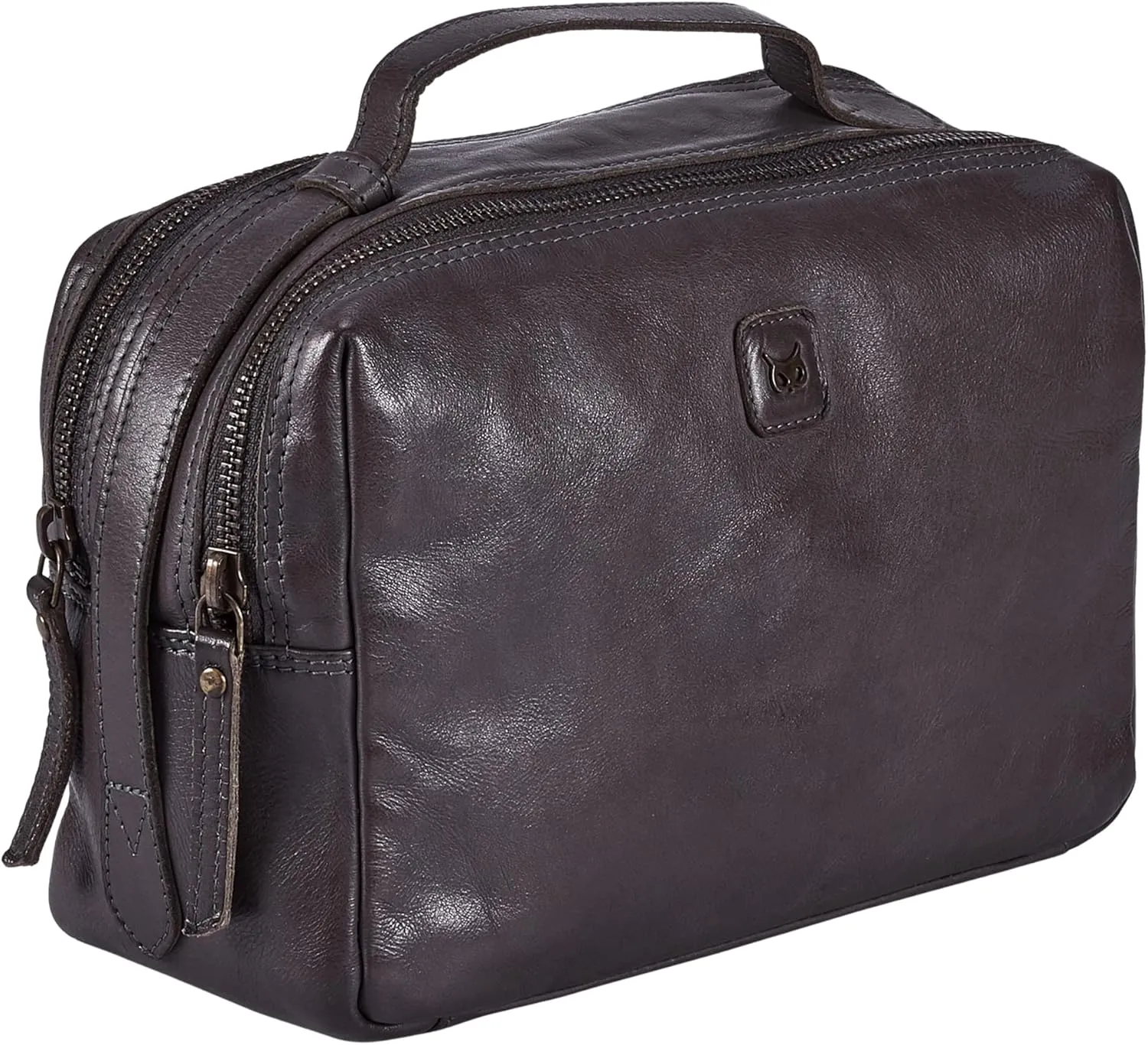 Wise Owl Accessories Real Leather Toiletry Bag Dopp Kit for Men Women Travel Shaving Pouch Organiser Double Compartment Cosmetic