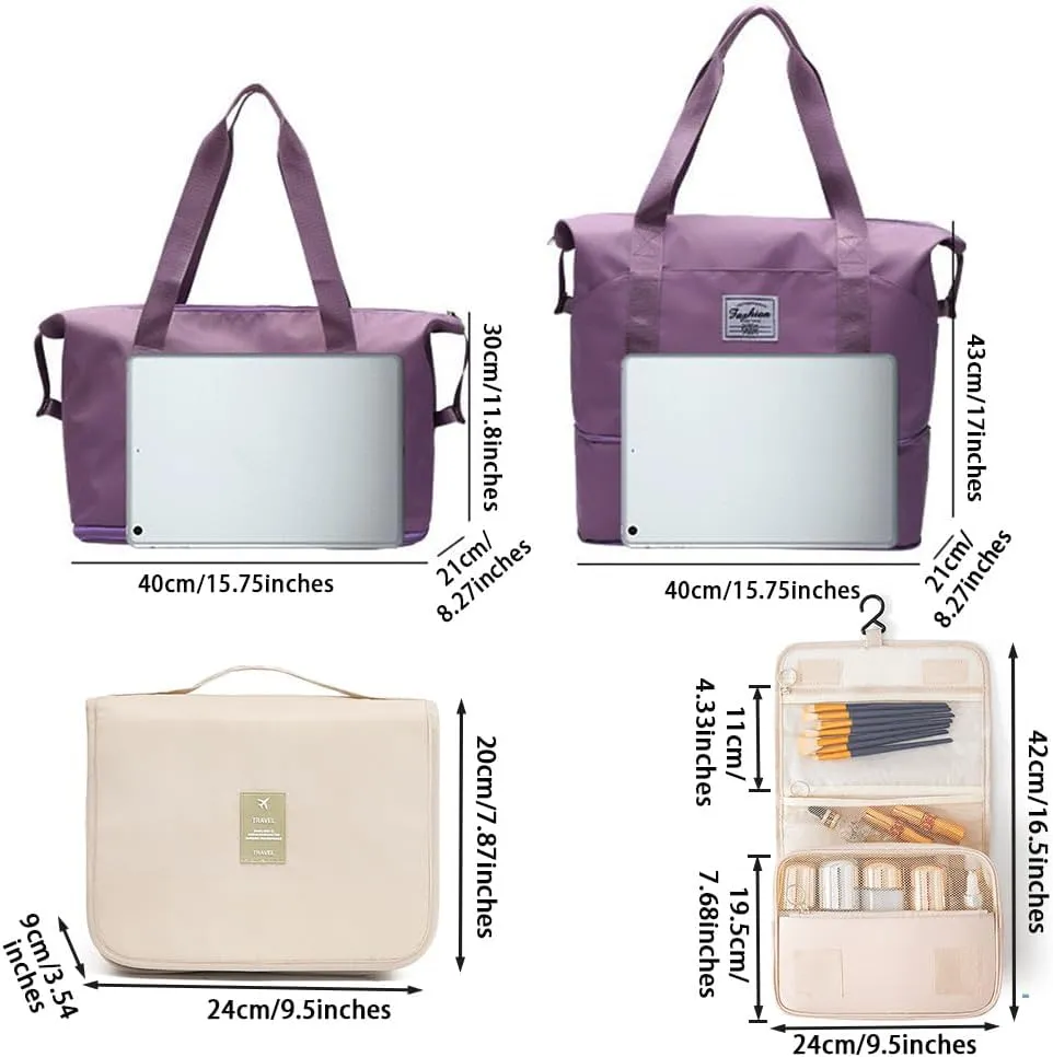 Women-Birthday Gifts Duffle Bag with.Expandable Compartment, Gifts for Personalized Girls Weekender Bag, Overnight for Women, Travel Bag with Makeup, Friend Bride Gifts(purple)
