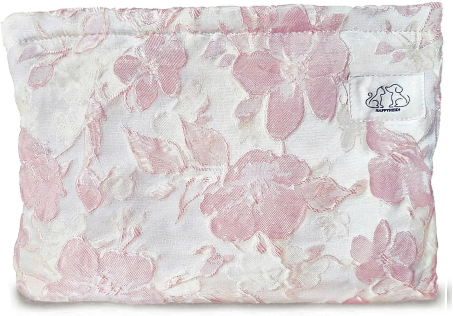 Women Cute Aesthetic Floral Travel Makeup Pouch Bag for Cosmetic, Purse Organizer, Canvas Lining, Pink