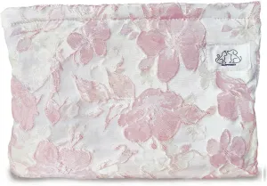 Women Cute Aesthetic Floral Travel Makeup Pouch Bag for Cosmetic, Purse Organizer, Canvas Lining, Pink
