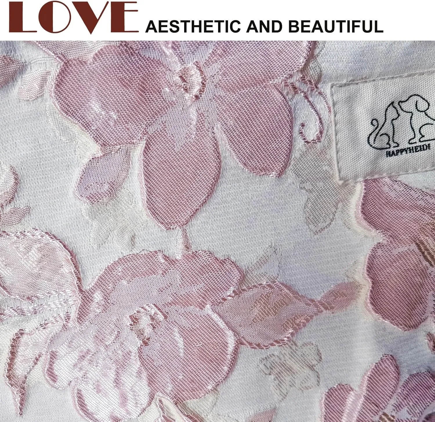 Women Cute Aesthetic Floral Travel Makeup Pouch Bag for Cosmetic, Purse Organizer, Canvas Lining, Pink