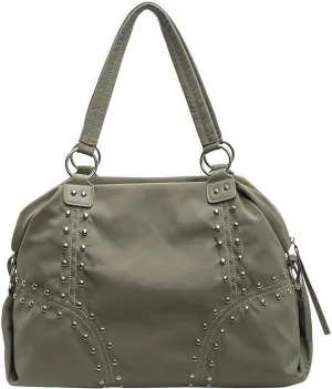 Women LadiesPunk Handbag Big Size Top Handle Shoulder Crossbody Bag Cool Studded Satchel Versatile Commuter Tote Bag
