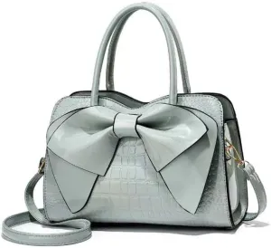 Women Tote Top-handle Bag Patent PU Leather Crosssbody Shoulder Bag Purse Bowknot Handbag Satchel