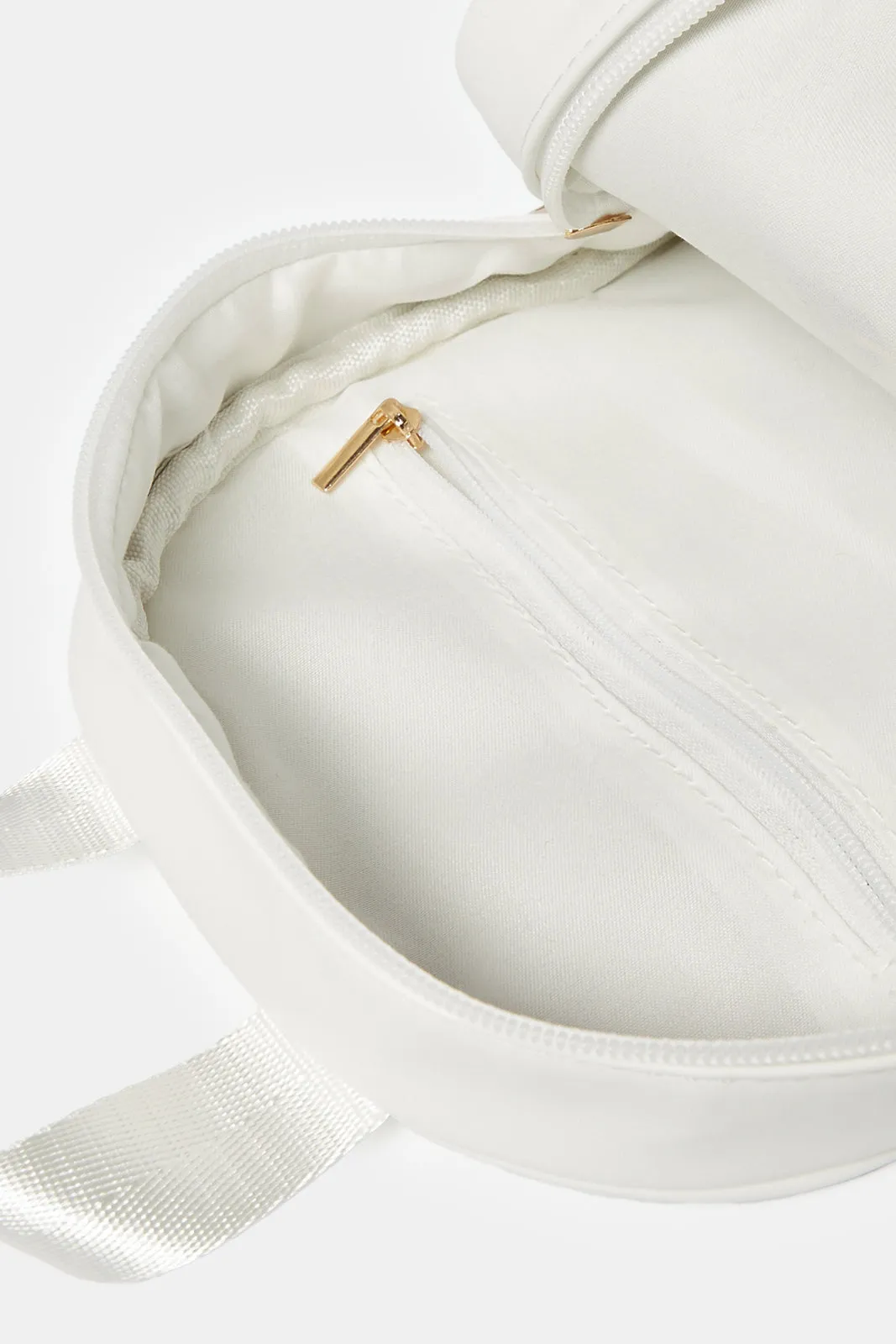 Women White Embellished Backpack