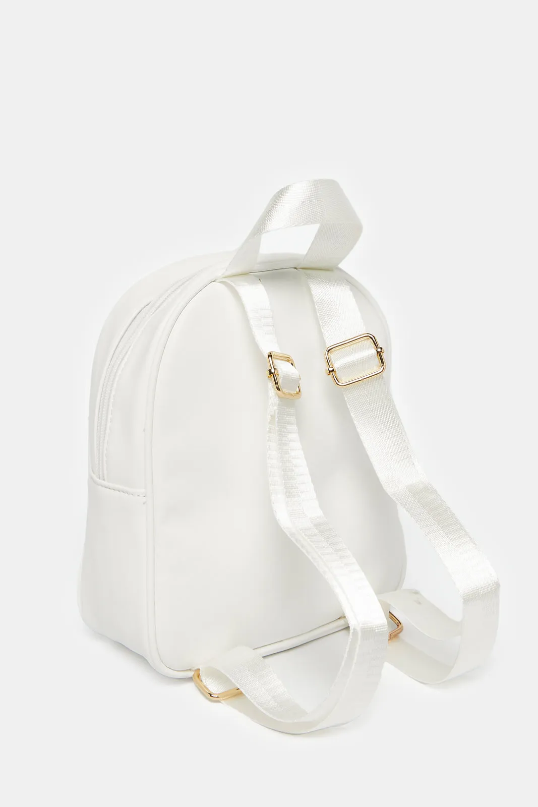 Women White Embellished Backpack