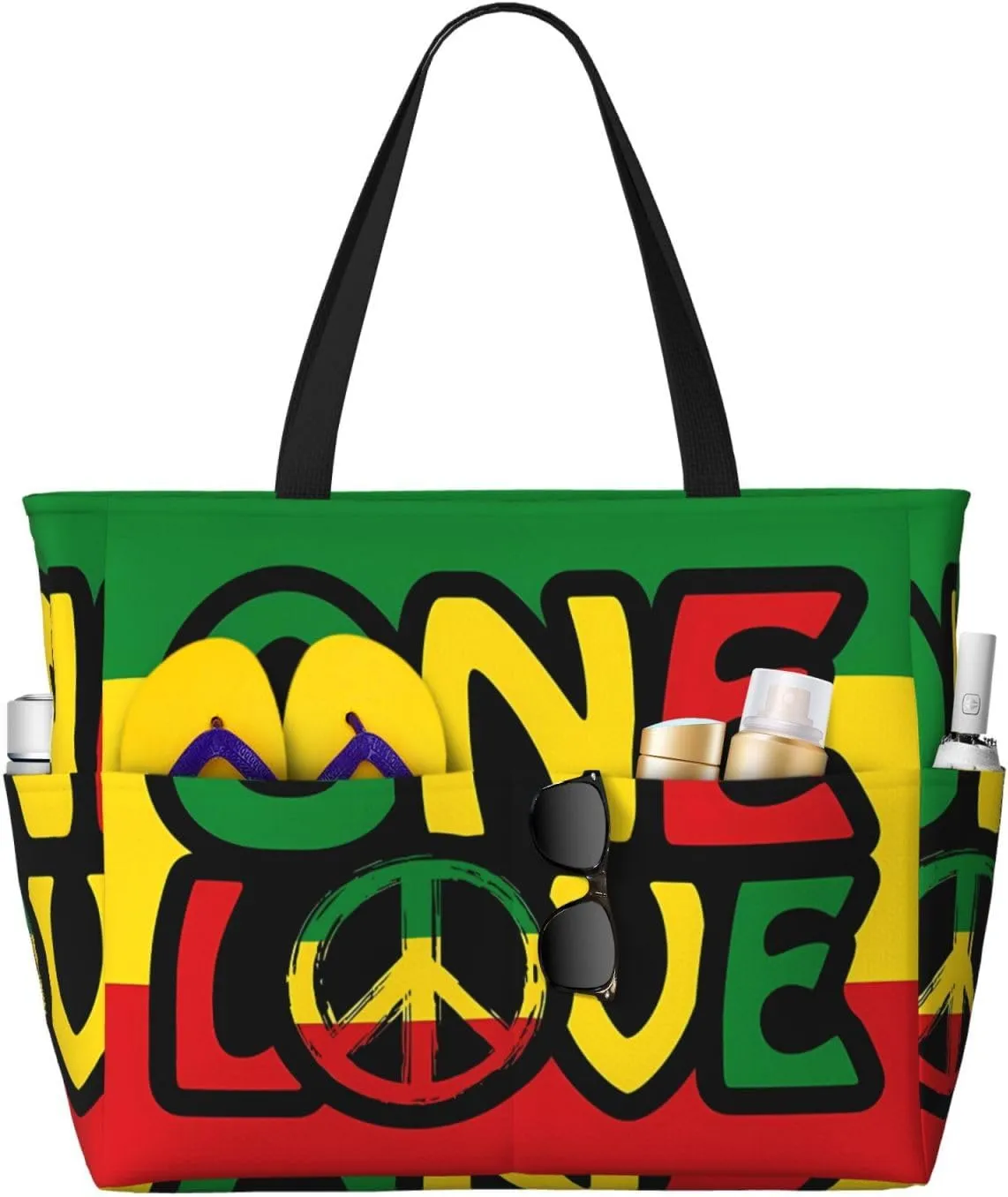 Women's Beach Travel Bags Large Waterproof Tote Bag with Pockets Sandproof Handbag for Beach Gym Vacation