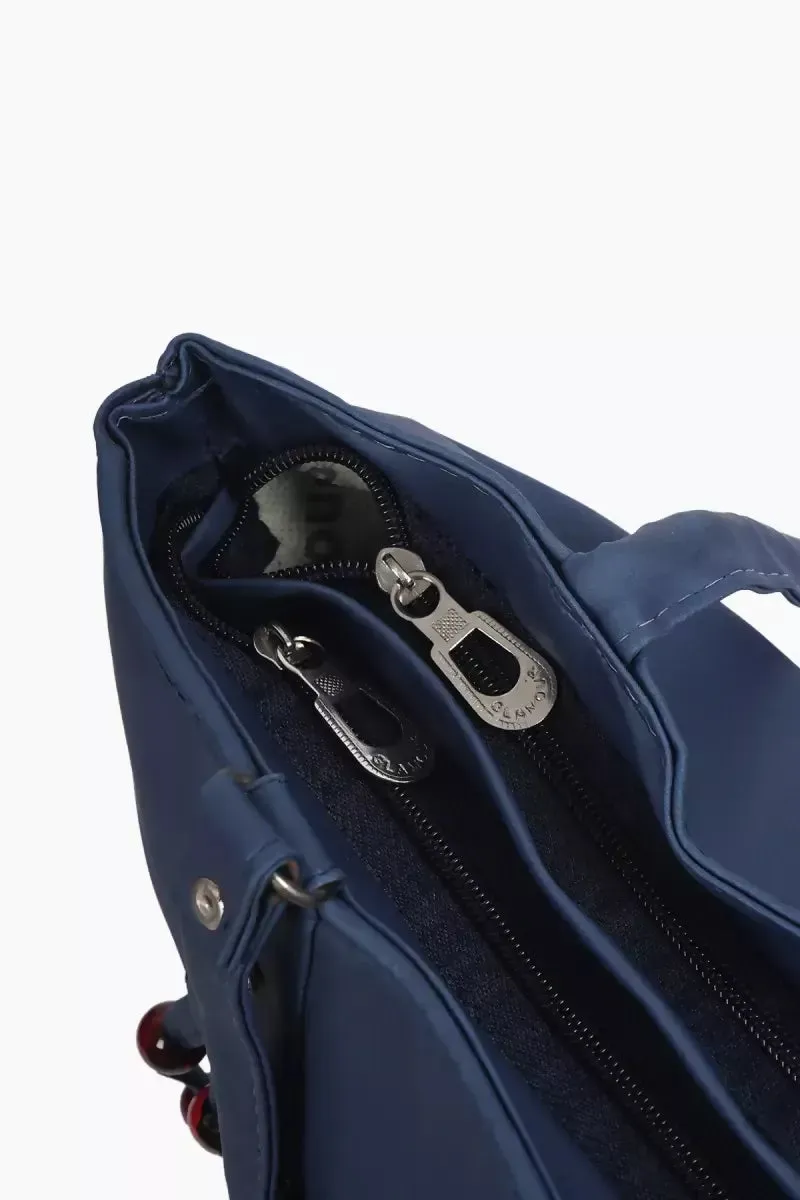 Women's Beaded Casual Hand Bag - Blue